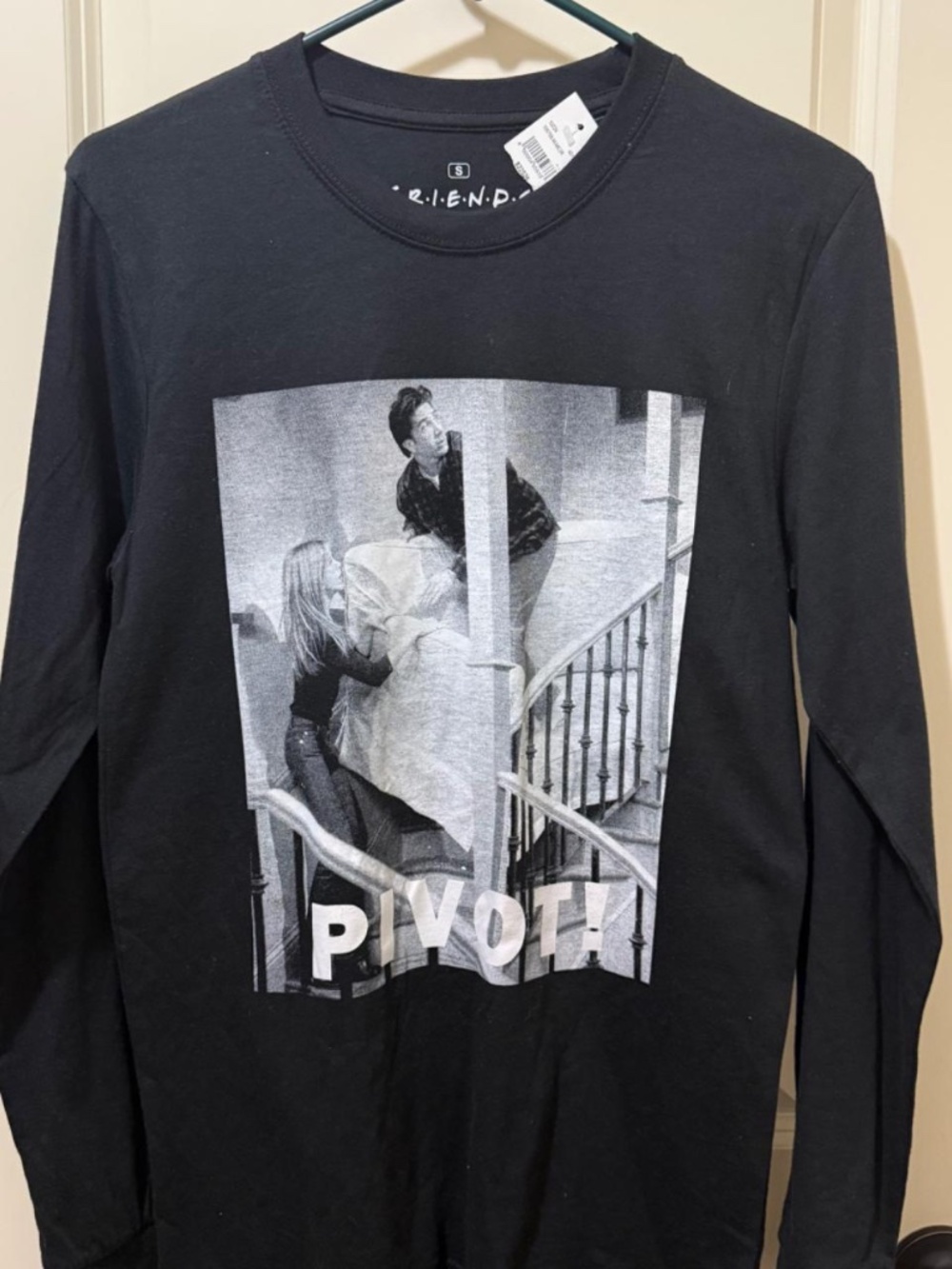 FRIENDS TV show black long sleeve tee shirt, size small, brand new